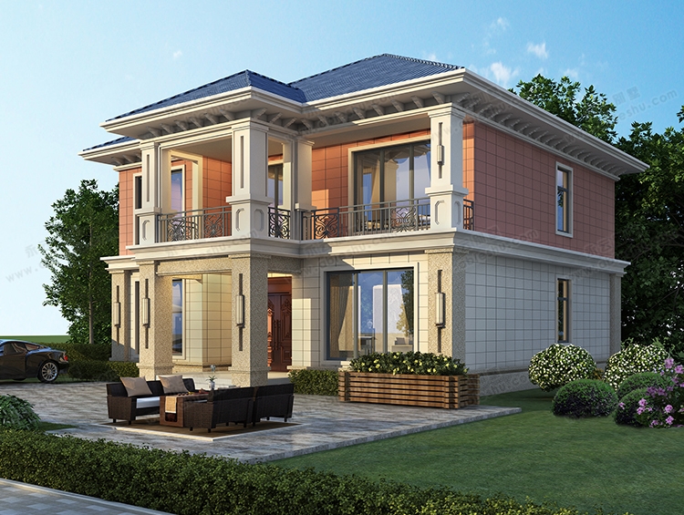 【2022新款】AT2892优雅大气带弧形楼梯两层乡村小别墅全套施工图纸