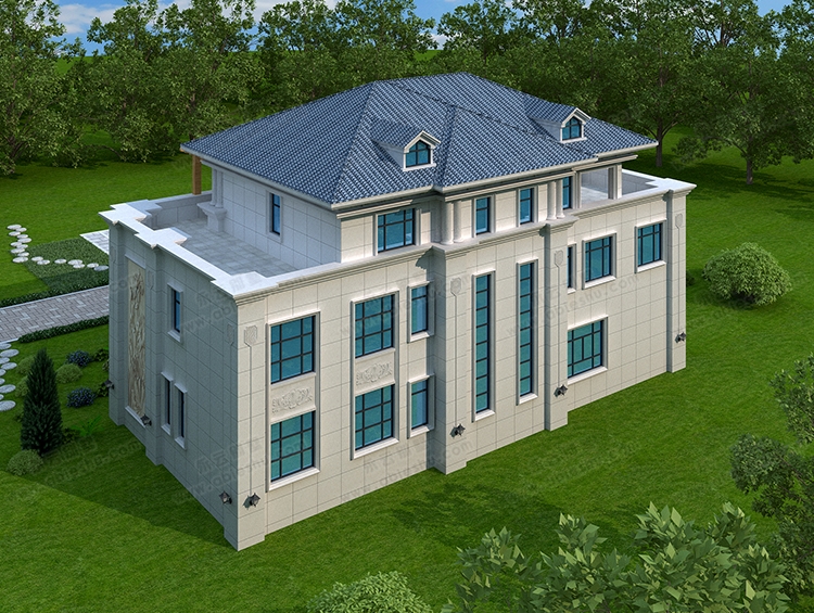 AT2888三兄弟合建共堂屋套房式双拼欧式别墅设计施工图23x12.5米