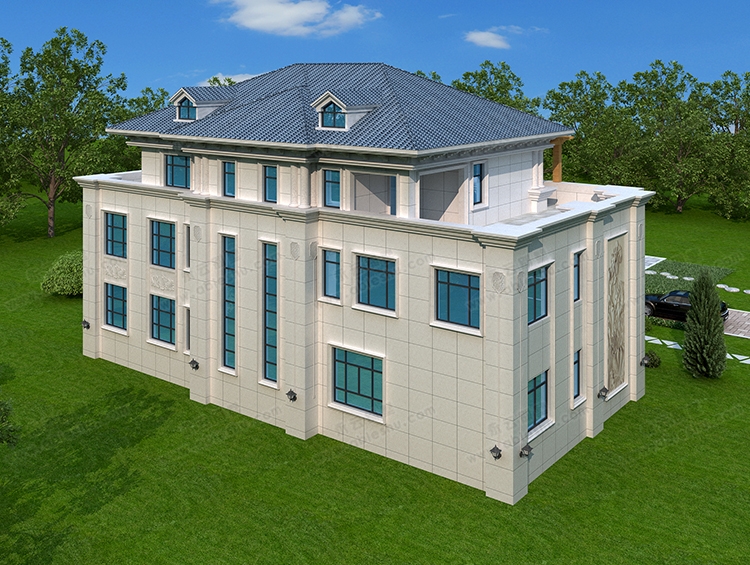 AT2888三兄弟合建共堂屋套房式双拼欧式别墅设计施工图23x12.5米