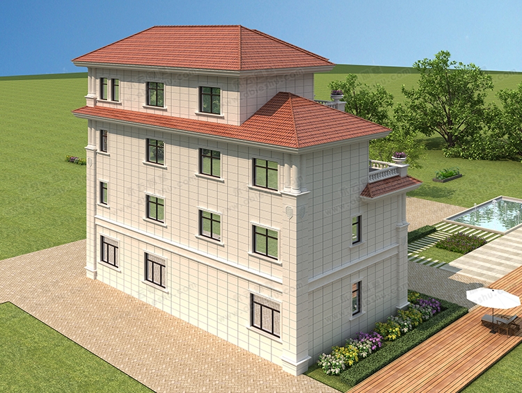 AT2847占地210平气派简欧四层别墅全套建筑施工设计图纸