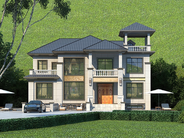 2023新款AT2896两层带地下室新中式别墅全套设计施工图纸15.9X12.8m