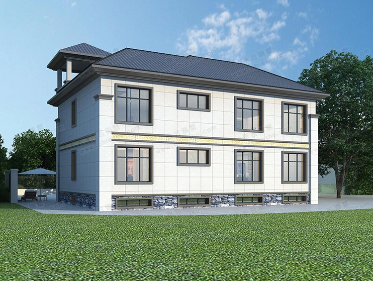 2023新款AT2896两层带地下室新中式别墅全套设计施工图纸15.9X12.8m