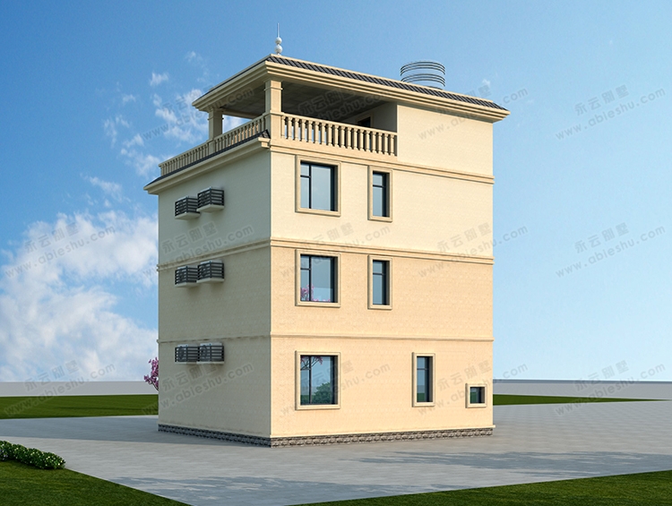 2023新款AT2895三层半简约大方带阳光房及大露台乡村别墅全套设计图纸10x10M