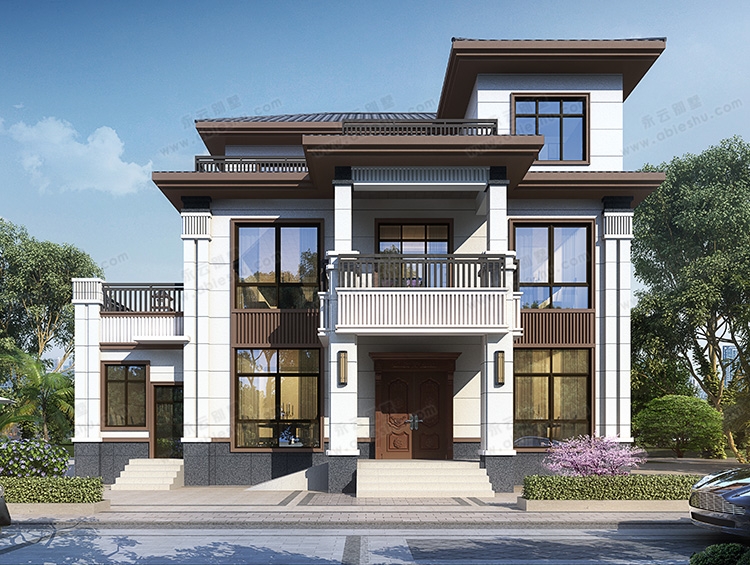 【经典新中式】AT2905四间三层占地180平农村自建别墅全套施工设计图纸