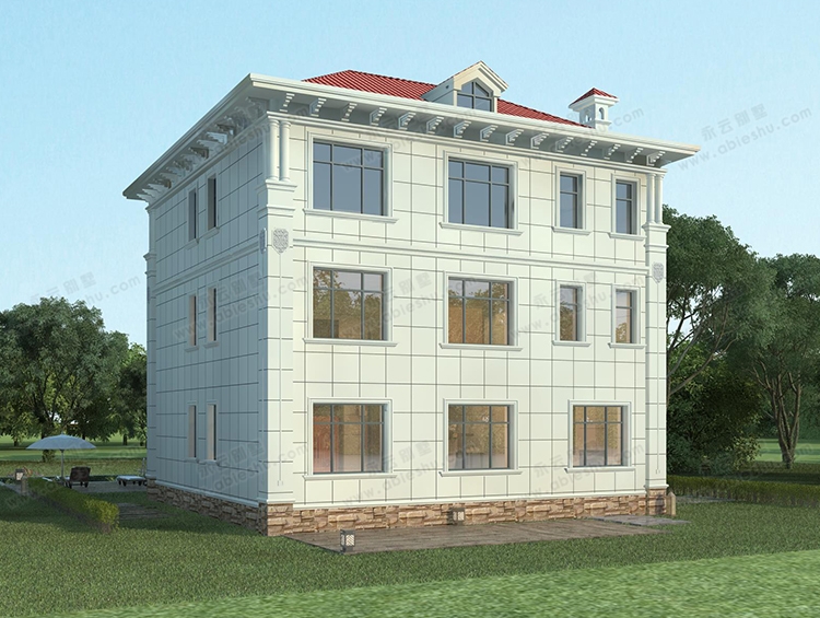 2023新款AT2910高端大气挑空客厅带旋转楼梯三层别墅设计图纸12x13.8M