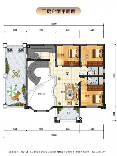 永云新款AT2951高端大气二层带车库欧式风格复式楼别墅设计图纸19x12M