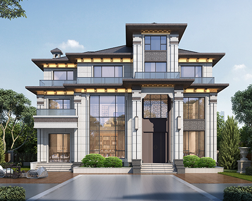 AT2972四开间三层新中式带挑空客厅豪华别墅全套设计图纸