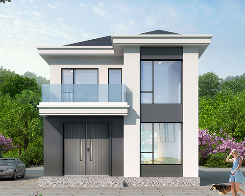 【80平方米】现代风格二层带坡屋顶小别墅全套设计图纸8x9.5m